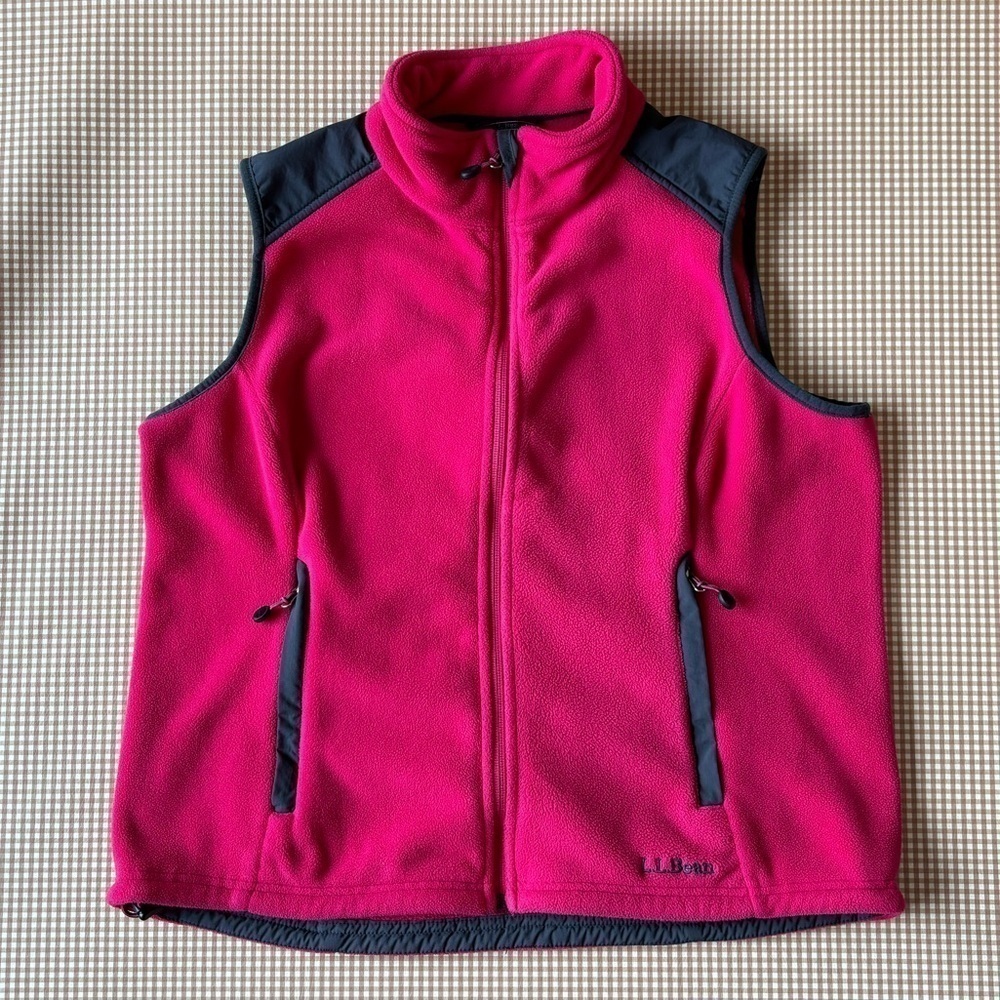 LL Bean fleece vest. Pink/ gray. Women’s medium